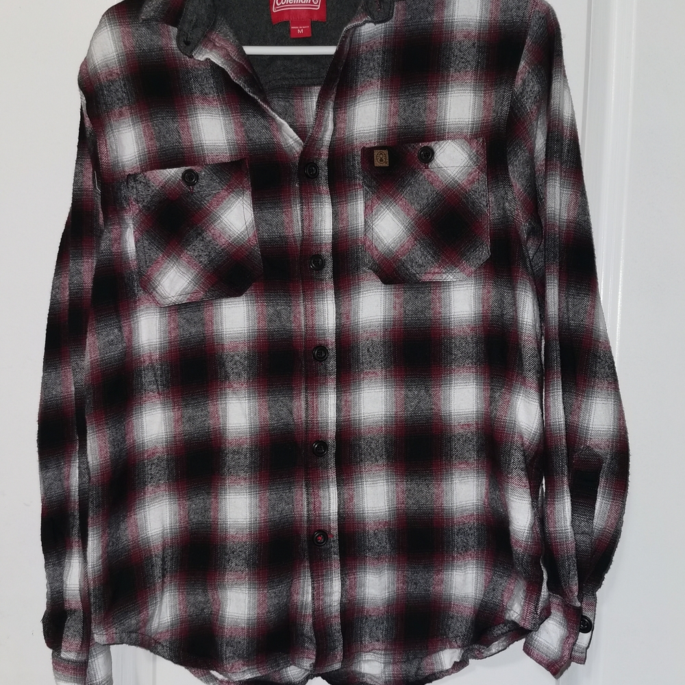 Coleman Black and Red Plaid Casual Button Down Shirt